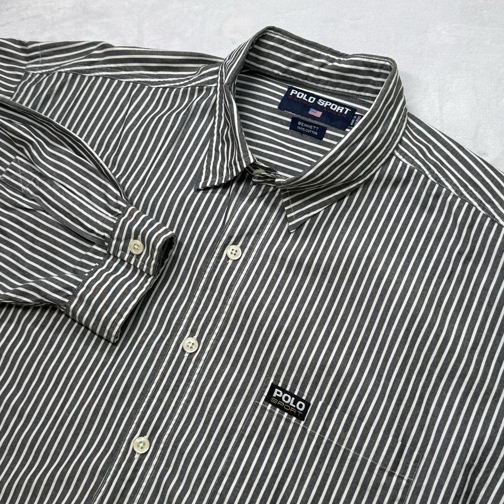 Vintage 90s Polo Sport Ralph‎ Lauren Shirt XXL Striped Button Down